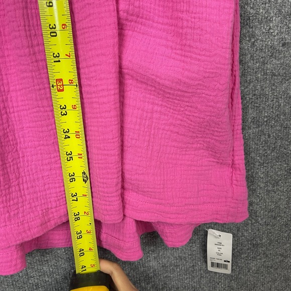 NEW $69 GAP Gauze Tiered Midi Dress Pink V Neck Short Sleeve Cotton XL - Picture 5 of 9